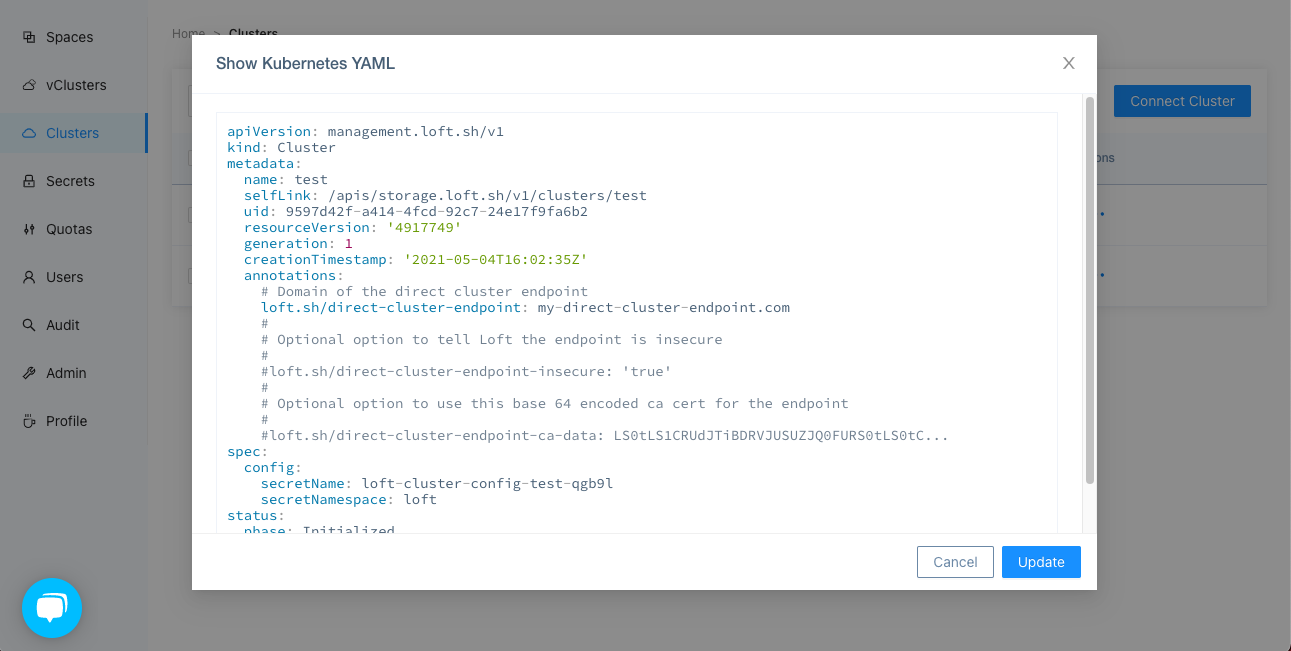 Enable direct cluster endpoint